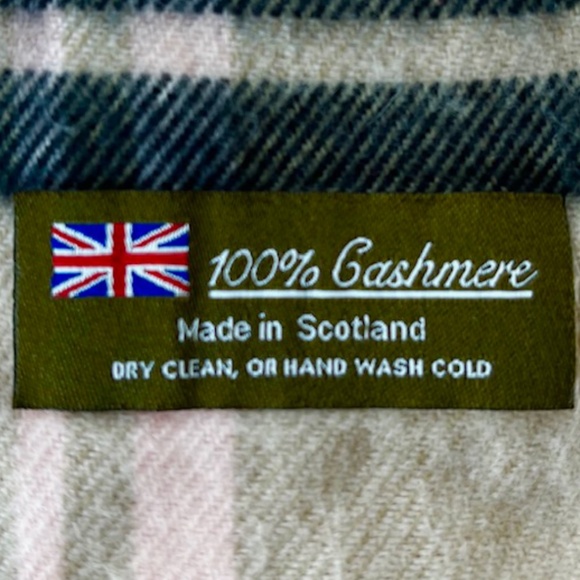 Made in Scotland 100% Cashmere Pink, Brown, Black Scarf - Picture 4 of 4